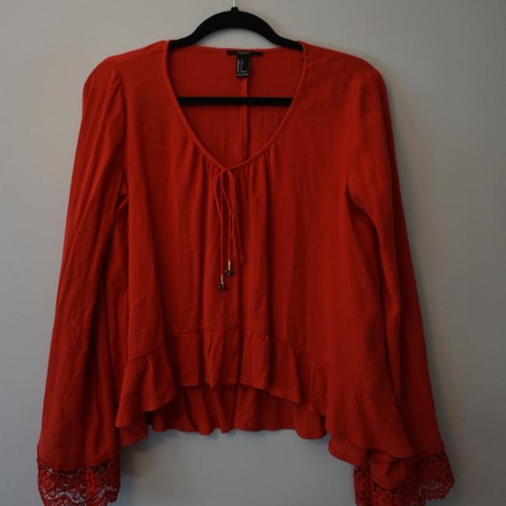 Red Bell Sleeve Shirt